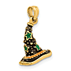14k Yellow Gold 3-D Witch's Hat Charm with Enamel