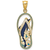 14k Yellow Gold Enameled Dolphin Flip Flop Pendant