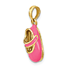 14k Yellow Gold 3-D Pink Enamel Baby Shoe  Charm with Bow