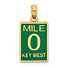 14k Yellow Gold Green Enamel Mile 0 Marker Key West Pendant