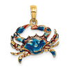 14k Yellow Gold Blue Crab Pendant with Enamel