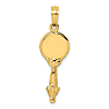14k Yellow Gold 3-D Hand Mirror Pendant 3/4in