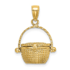 14k Yellow Gold Small 3-D Moveable Nantucket Basket Pendant