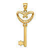 14k Yellow Gold Key to My Heart Key Pendant 1.25in