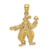 14k Yellow Gold Clown Pendant with Umbrella 3/4in