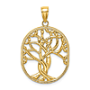 14k Yellow Gold Tree of Life Pendant with Oval Frame 1in