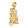 14k Yellow Gold 3-D Slender Sand Castle Pendant 3/4in