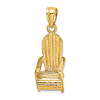 14k Yellow Gold 3-D Beach Chair Pendant 5/8in