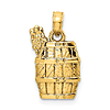 14k Yellow Gold Wine Barrel With Grapes Charm