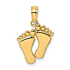 14k Yellow Gold Bare Feet Pendant 1/2in