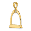 14k Yellow Gold 3-D Horse Stirrup Pendant 3/4in
