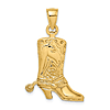 14k Yellow Gold Cowboy Boot Pendant with Horse Design 3/4in