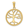 14k Yellow Gold Round Tree of Life Pendant with Beaded Border 3/4in