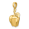 14k Yellow Gold 3-D Apple Charm with Leaf and Stem
