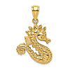 14k Yellow Gold Seahorse Pendant with Coiled Tail 3/4in