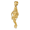 14k Yellow Gold 3-D Scuba Diver Pendant 1in