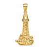 14k Yellow Gold Lighthouse and Waves Pendant