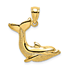 14k Yellow Gold Jumping Dolphin Pendant with Textured Belly
