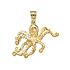 14k Yellow Gold Octopus Pendant 3/4in