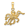14k Yellow Gold Small Octopus Pendant