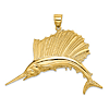 14k Yellow Gold Jumbo Sailfish Pendant 1 1/2in