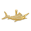 14k Yellow Gold Textured Marlin Pendant