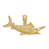 14k Yellow Gold Marlin Pendant with Textured Finish
