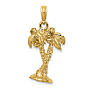 14k Yellow Gold 3-D Entwined Palm Trees Pendant 3/4in