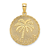 14k Yellow Gold Jamaica Palm Tree Disc Pendant