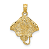 14k Yellow Gold Stingray Pendant 5/8in