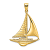 14k Yellow Gold Sailboat Pendant 1 1/4in