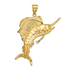 14k Yellow Gold Sailfish Pendant 1 3/4in