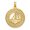 14k Yellow Gold Newport Rhode Island Pendant with Sailboat 3/4in