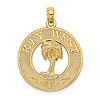 14k Yellow Gold Key West Palm Tree Pendant in Round Frame 3/4in