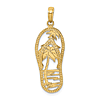 14k Yellow Gold Flip Flop with Palm Tree Pendant 1in
