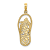 14k Yellow Gold Flip Flop with Plumerias Pendant 1in