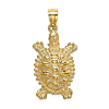 14k Yellow Gold Land Turtle Pendant 1in