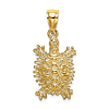 14k Yellow Gold Land Turtle Pendant 3/4in