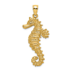 14k Yellow Gold Textured Seahorse Pendant 1in 