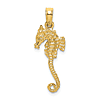 14k Yellow Gold Seahorse Pendant with Slender Tail 3/4in 