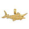 14k Yellow Gold Small Textured Marlin Pendant