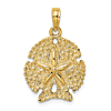 14k Yellow Gold Small Sand Dollar Star Pendant