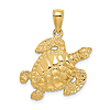 14k Yellow Gold Sea Turtle Pendant 3/4in