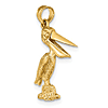 14k Yellow Gold 3-D Pelican Pendant With Moveable Mouth