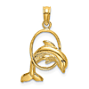 14k Yellow Gold Dolphin Jumping Through Hoop Charm 5/8in