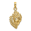 14k Yellow Gold Small Textured Conch Shell Pendant with Open Back