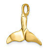 14k Yellow Gold 3-D Whale Tail Charm Slide