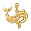 14k Yellow Gold Embracing Dolphins Pendant 3/4in