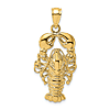 14k Yellow Gold Maine Lobster Pendant with Polished Finish