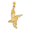 14k Yellow Gold 3-D Flying Pelican Pendant 1in